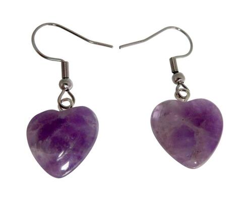 Heart shaped amethyst, rose quartz, aventurine, lapis lazuli earrings and pendants| The Wildside