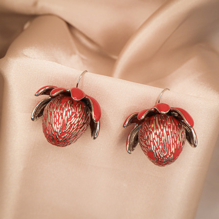 Waratah Flower Enamel Earring